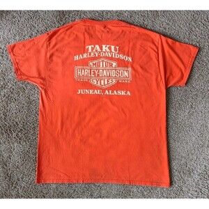 Harley Davidson Alaska T-Shirt Men's XL Orange Short Sleeve